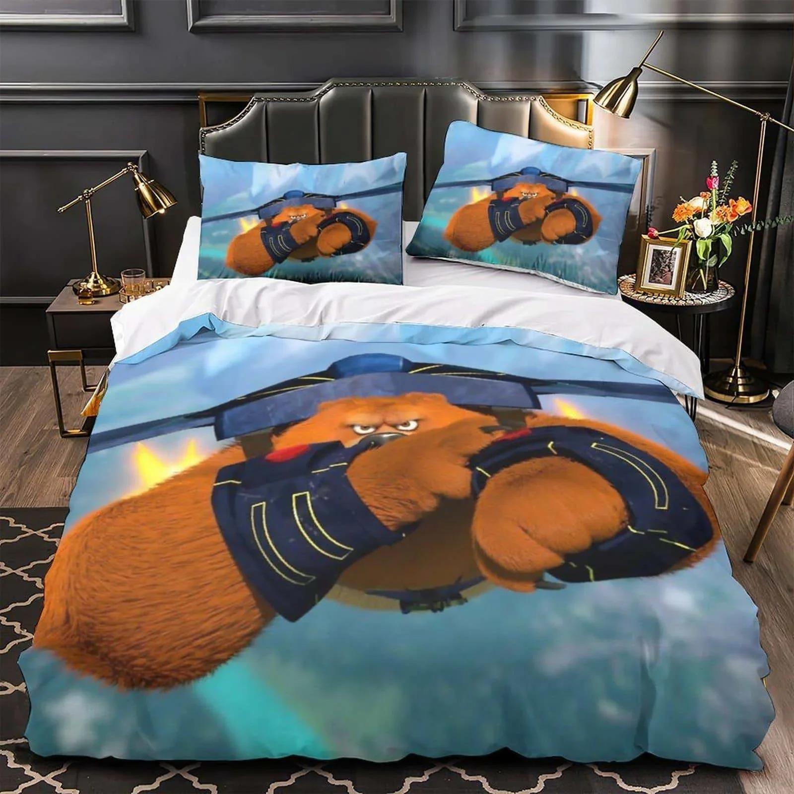 

Warm Vibrant Single Twin Full Queen King 3D Printed Anime Grizzy and the lemmings Size Bed Adult Kid Bedroom Sets Quilt Comforter (quilt)-EU Single(135*200cm)3pcs