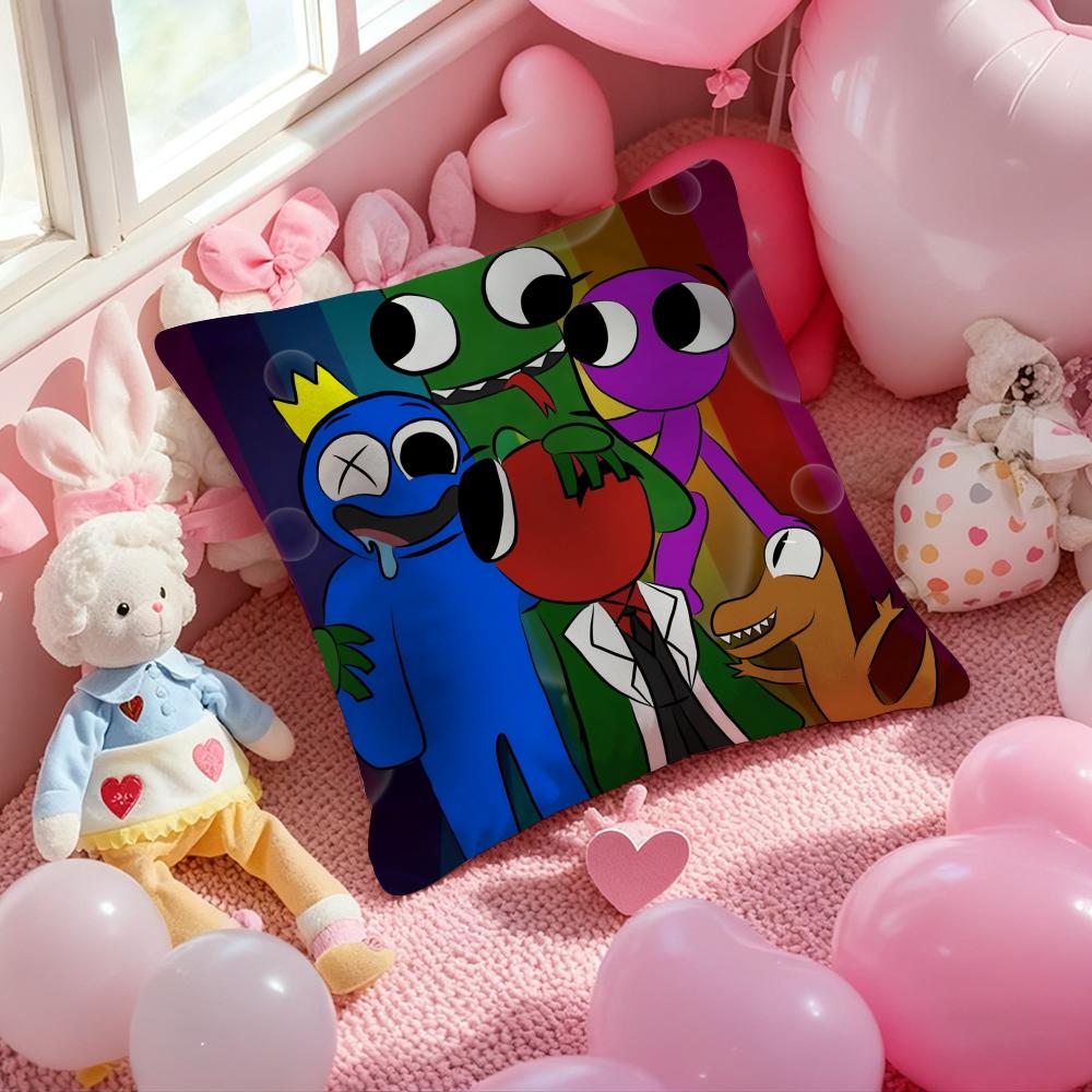 Gra R-Rainbow Friends Poszewka na poduszkę Wzór Drukowana poszewka na poduszkę do salonu Pokrowiec na poduszkę na sofę i Dekoracja sypialni