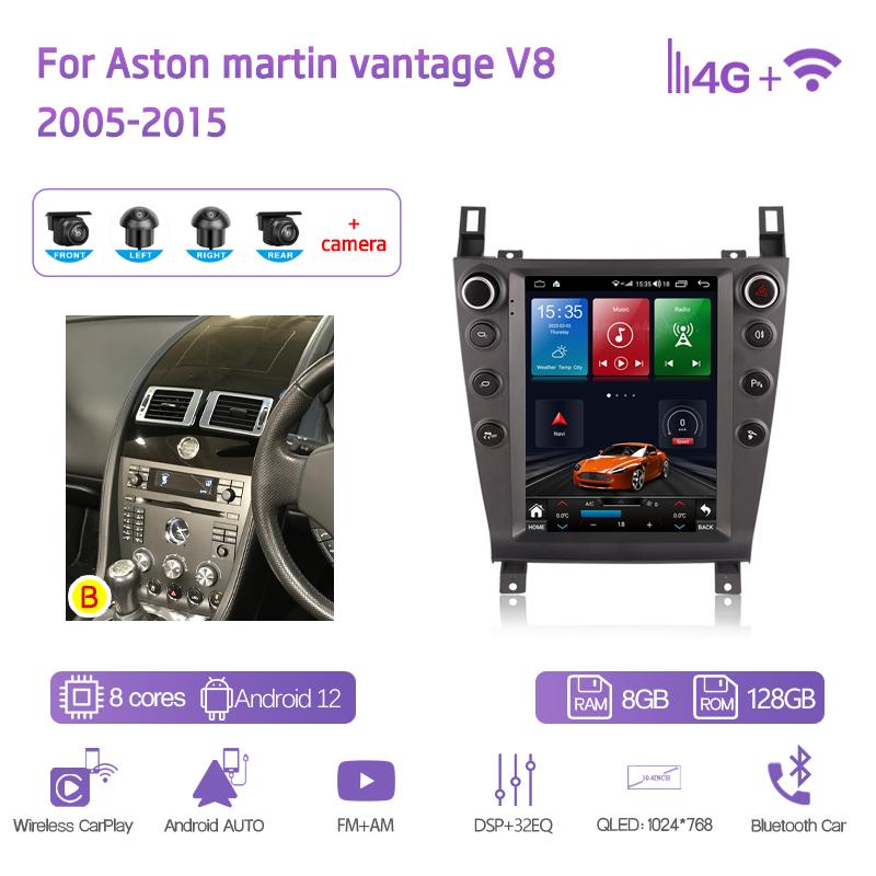 10.4Inch For Aston Martin Vantage V8 2005-2015 Car Multimedia Player GPS Navigation Android13 8+256 8Core CarPlay 4G 360Camera