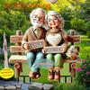 2D Romantic Grandparents on Bench Garden Stake Decor for Lawn Planter Patio, Ideal Festival & Elderly Gift, Perfect Garden Ornament