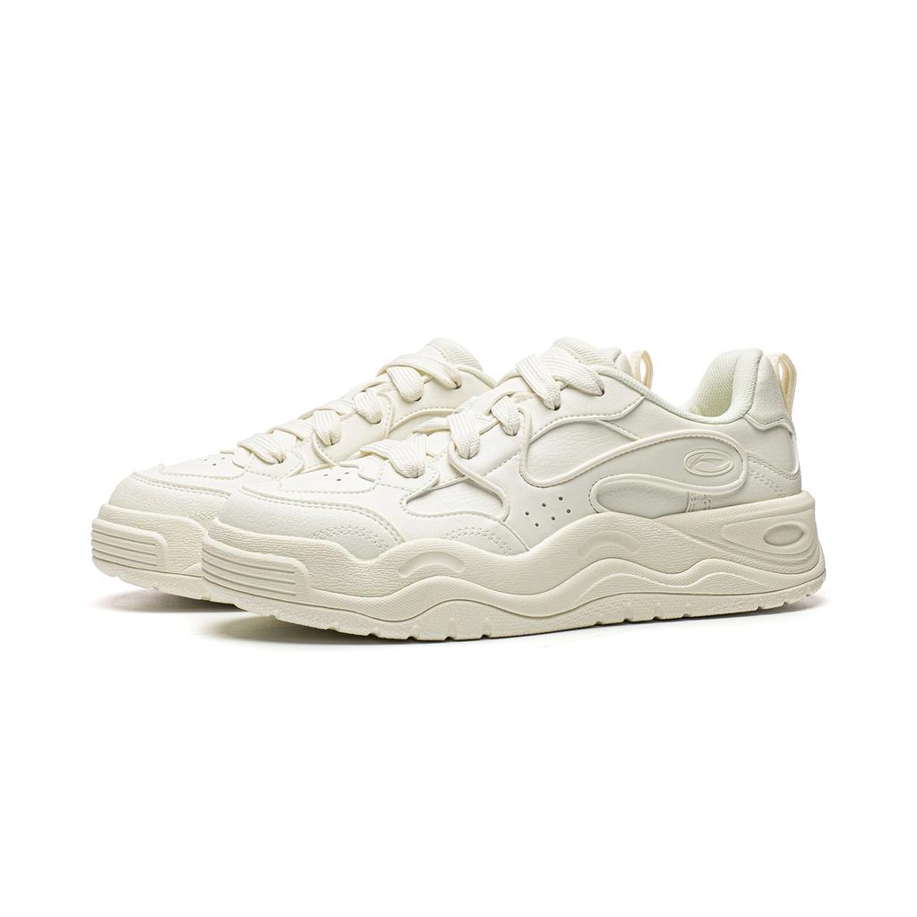 Li Ning Sports Life Collection Skateboard Shoes Women's Low Top Champagne White AGCW024-10