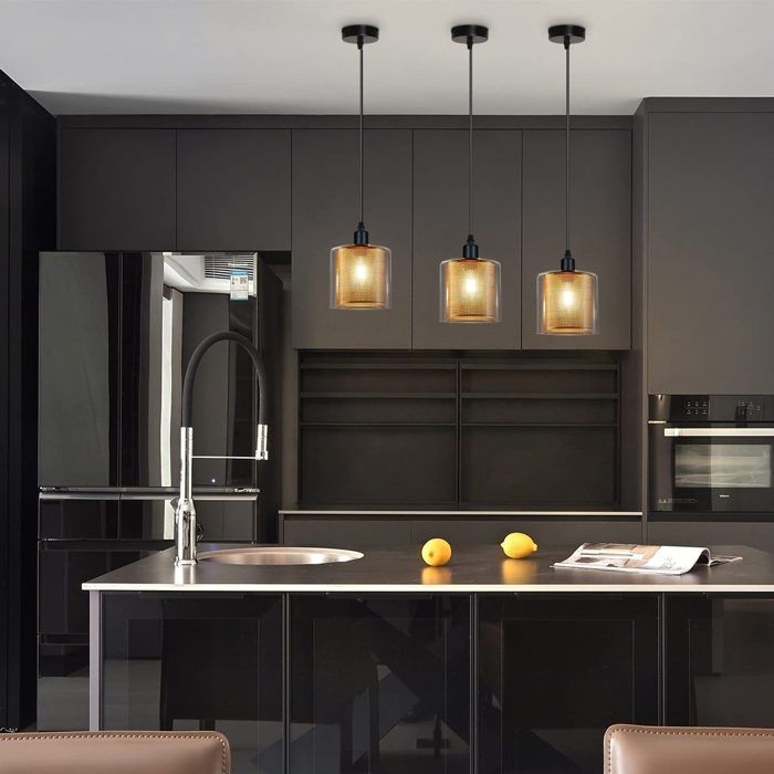 Lampe à suspension - NETTLIFE - Moderne/Scandinave - 1x E14 - Max 40W - Noir métal