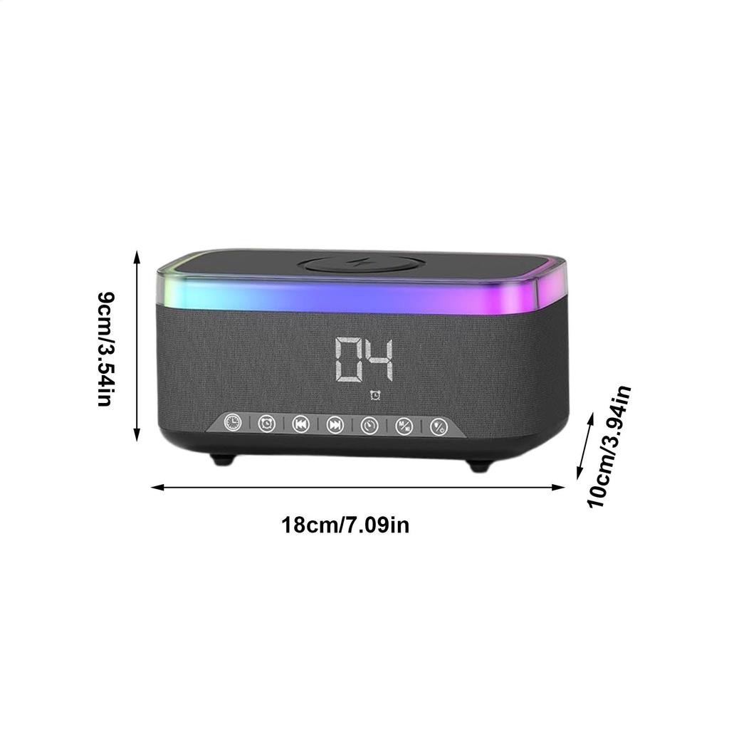 Alarm Clock Wireless Charger Ambient Lighting Speaker Digital Wireless Charging Speaker For Bedside Bedroom Night Time Home