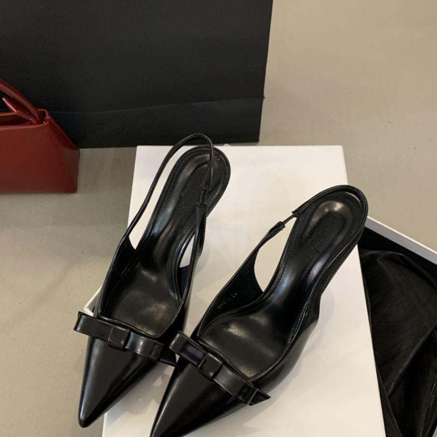 Premium Thin Heel Pointed Sandals Women'S Summer Bow Sweet Temperament High Heel Bag Head Empty Single Shoes