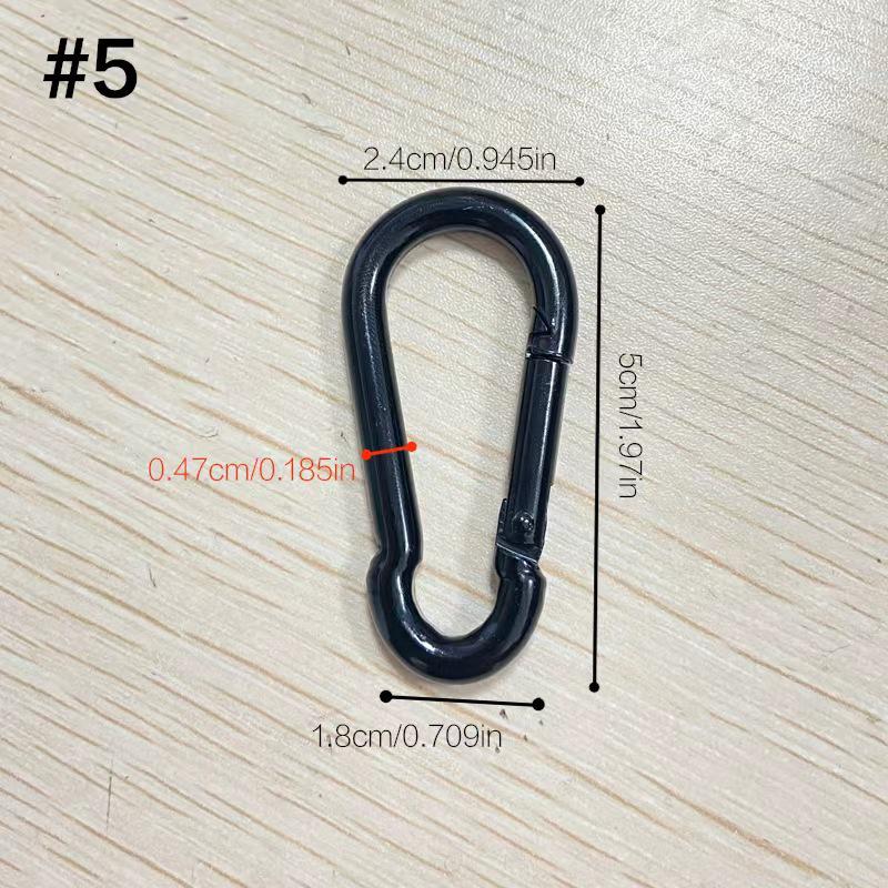 Black Gourd-Shaped Carabiner Keychain with Metal Hook for Outdoor Water Bottles and Backpacks
