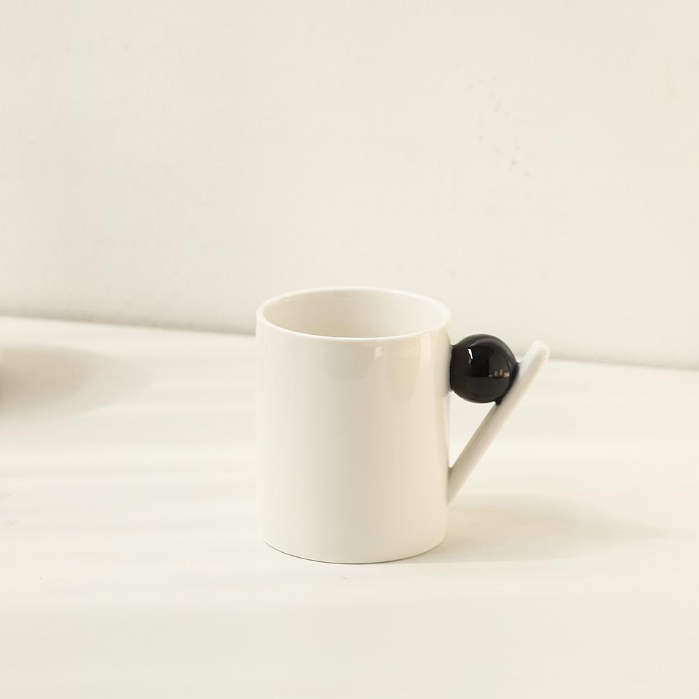 Ceramic Kettle Cup Simple Geometric Sphere Afternoon Tea Ceramic Coffee Cup and Saucer Color Matching Coffee Cup and Saucer