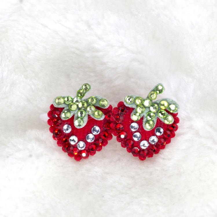 

Rhinestone Strawberry Frog Hair Clip for Shih Tzu & Maltese