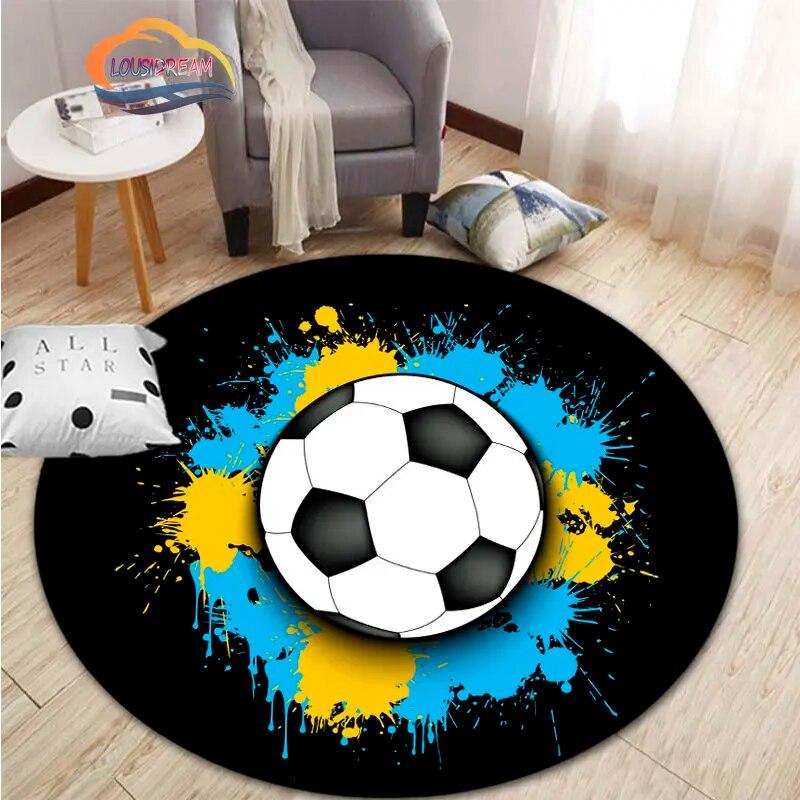 Εικόνες ποδοσφαίρου χαλί κινουμένων σχεδίων ποδοσφαίρου διακόσμηση σαλονιού στρογγυλή καρέκλα κρεβατιού χαλάκι σπίτι πόρτα εισόδου παιδιά
