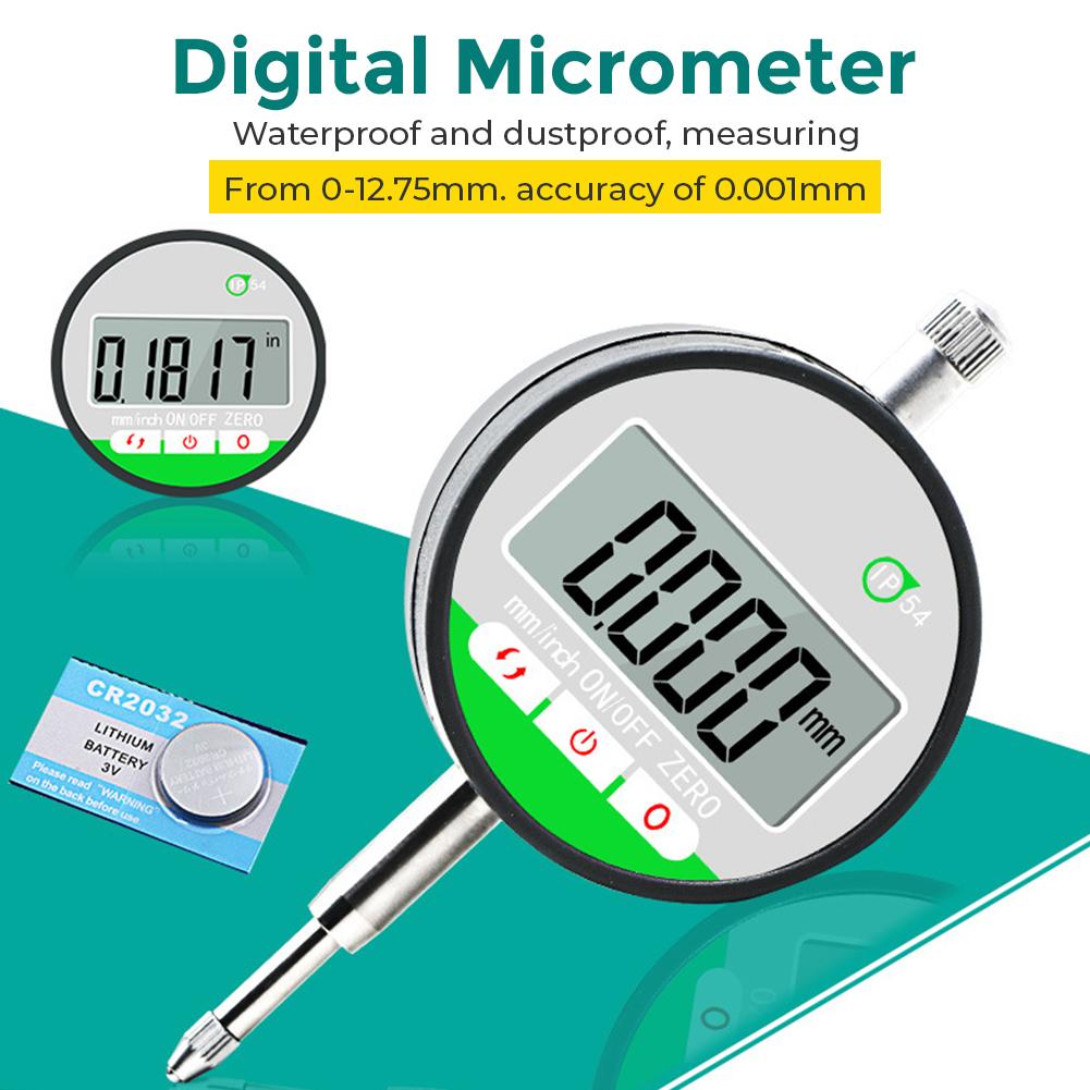 Electronic Digital Dial Indicator, 0-12.7mm Range Electronic Indicator Gauge With Large LCD Display Digital micrometer#0
