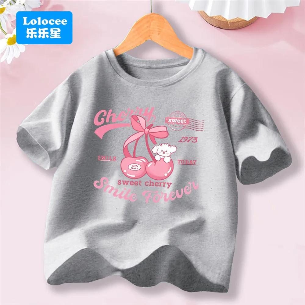 Girls' New Summer Korean Style Short Sleeve T-shirt Trendy Cute Bowknot Tee for Girls, Sweet Top for Toddlers and Young Girls