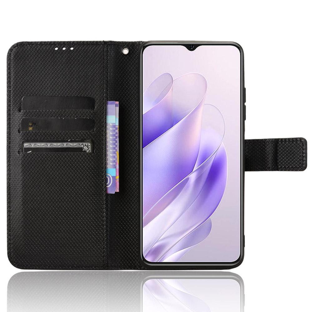 

For Oukitel C37 Case Diamond Texture Leather Phone Cover TPU Interior Shell Black