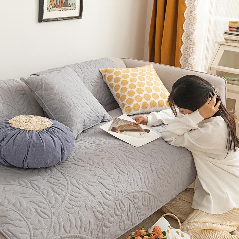 Solid Colour Modern Simple Living Room Sofa Cushion Cloth Cotton Sofa Cover Towel Cushion Sofa Cover Cover All-season Universal