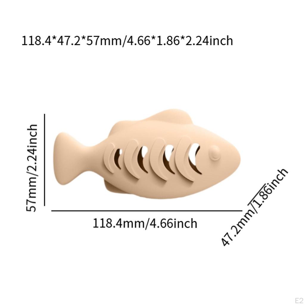 Cat Feeding Toy in Fish Shape, Silicone Chewable Dispenser for Cats