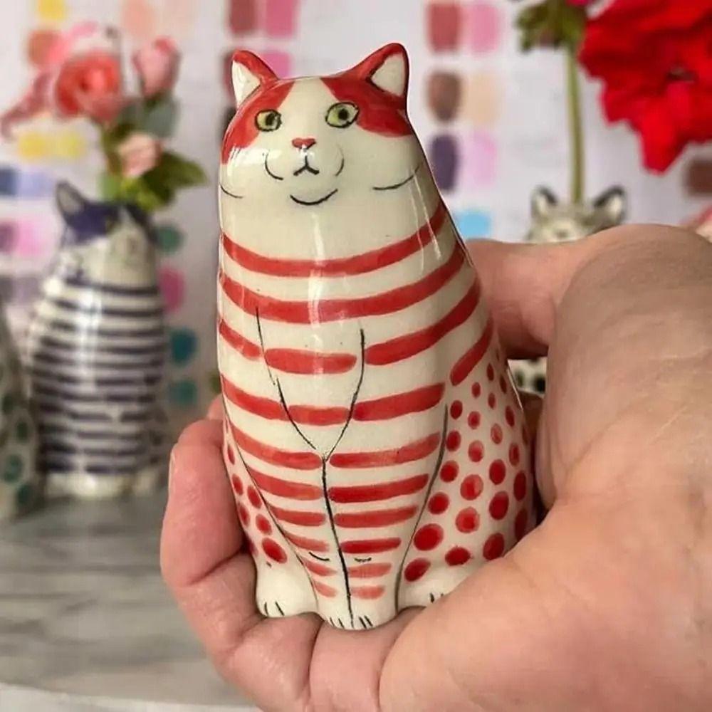 Cute Polka Dot Cat Vase Multicolor Tiny Animal Flower Vase Decorative Bottles  Home