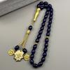 Islam Muslimisch Arabisch Koran Allah Autoanhänger für Frauen Männer Edelstahl Goldfarbe Blaue Glasperlenkette Amulett Schmuck
