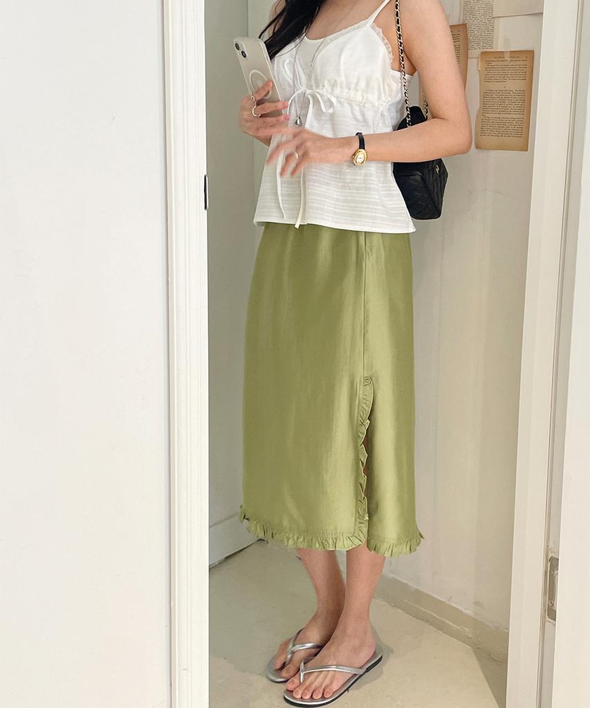 Ini Summer Frill Skirt - Olive, Cream, White, Navy