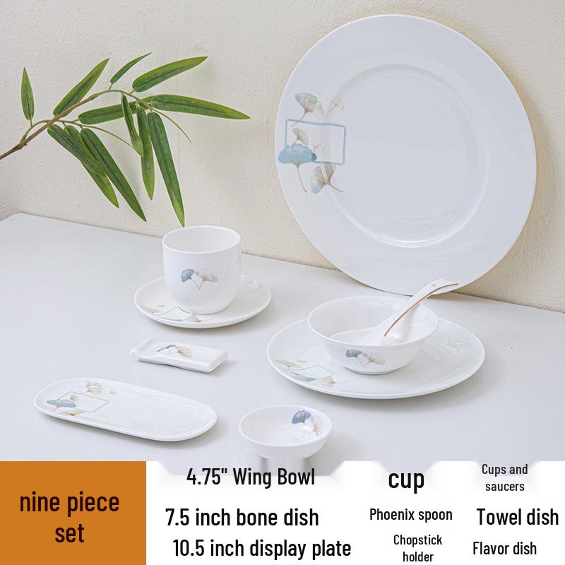 Deluxe Bone China Tableware Set - Three or Four Pieces with Plate, Wing Bowl, and Spoon - Customizable Logo for Hotels, Restaurants, and Clubs.
