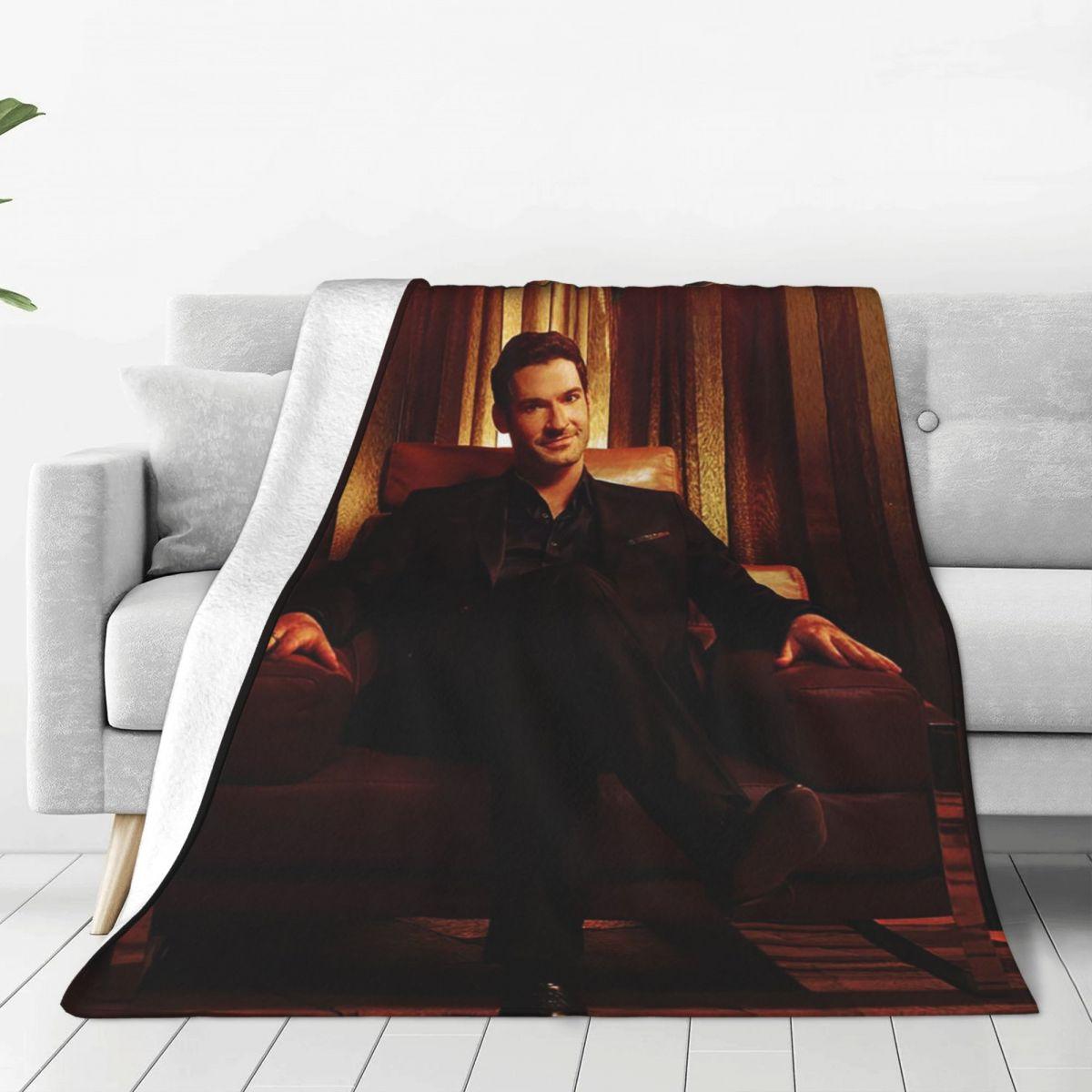 Pandara Jewelry Unisex Lucifer Morningstar Retro Knitted Blanket Fleece Tom Ellis King Of Hell Warm Throw Blankets For Bedroom Sofa Bed Rug