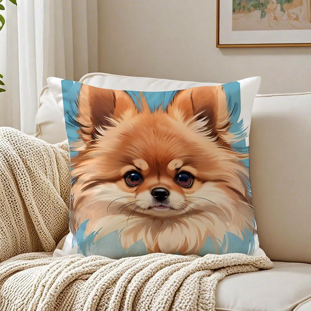 NICE CUTE Pomeranian Dog Cushion Cover Pillowcase Antidustmite Living Room Sofa Decor Cushion Room