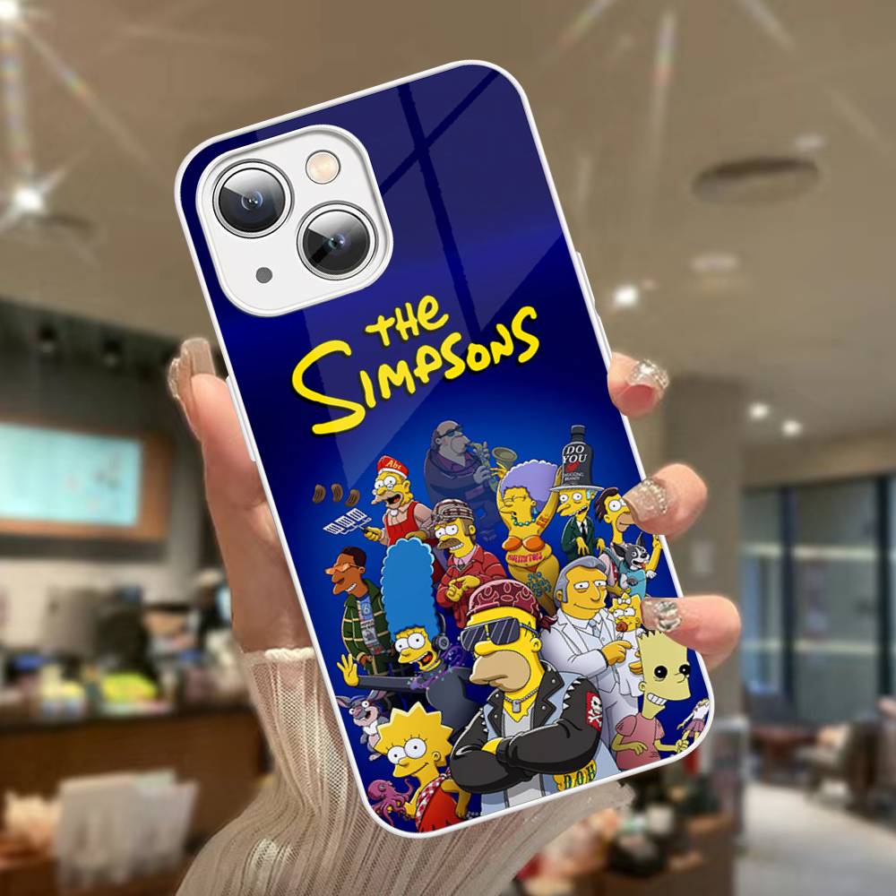 Cartoon The S-Simpsons Tempered Glass For Iphone 14 13 12 11 Pro Mini XS MAX 14Plus X XS XR Cover