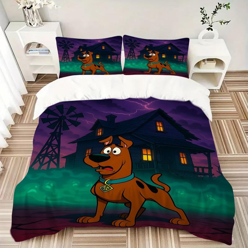 3-delige Scooby-Doo Dekbedovertrekset voor Slaapkamer - Bevat 1 Dekbedovertrek en 2 Kussenslopen (Kern niet inbegrepen) yy251015233