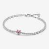 Neues 925er Silber Funkelndes Herz zu Herz Ewige Rose Tennis Schiebearmband Mode DIY Charme Schmuck Exquisites Geschenk