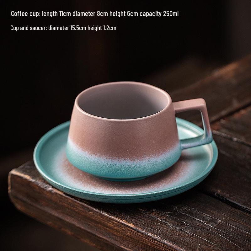 Melo Exquisite Color Block Ceramic Coffee Mug and Saucer Gift Set
