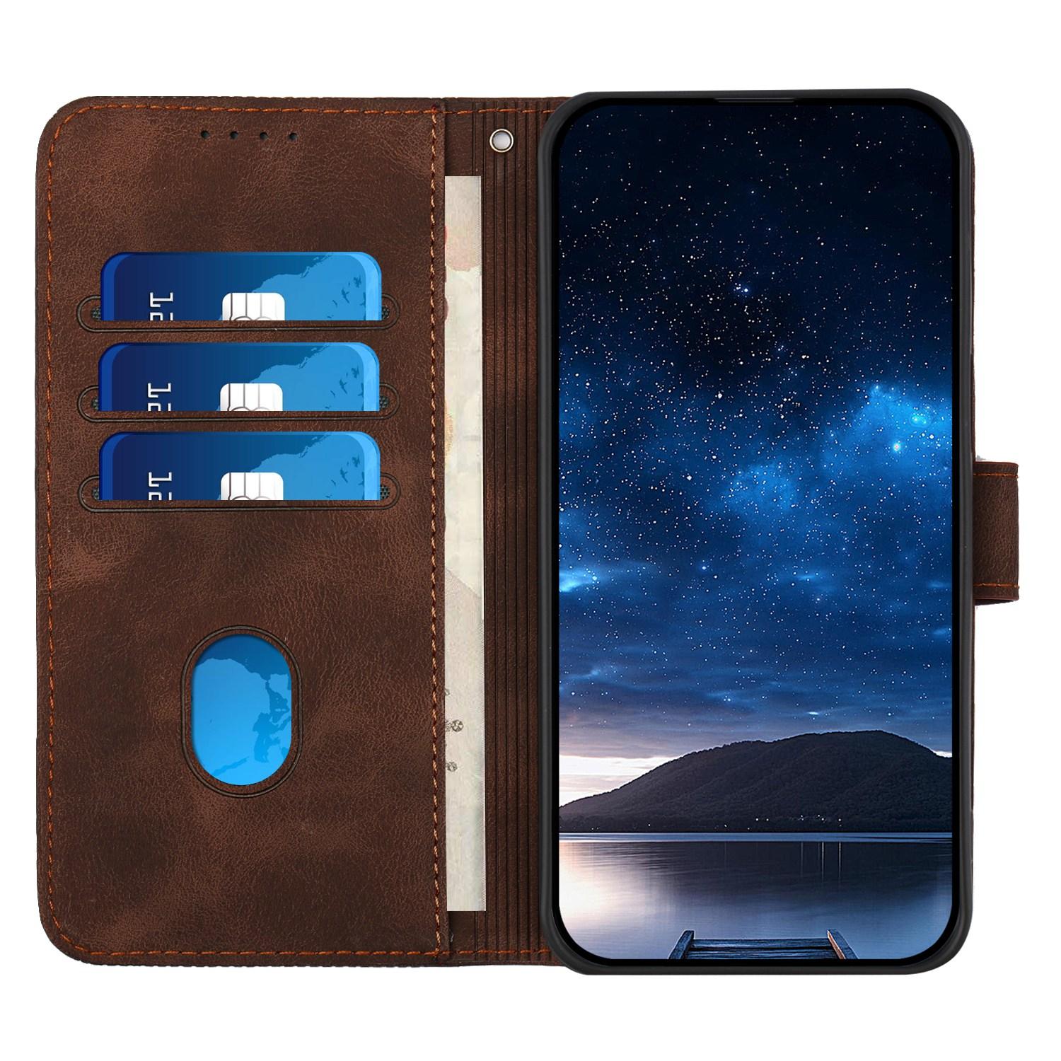 

For Honor 200 Pro 5G Leather Wallet Case Butterfly Flower Imprinted Phone Cover with Strap Brown