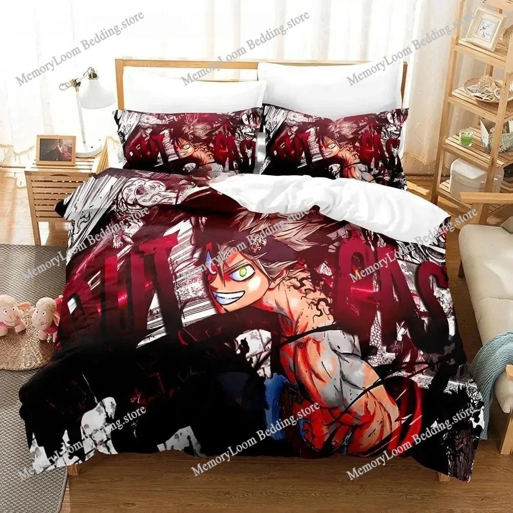 New Black Clover Bedding Set Single Twin Full Queen King Size Bed Set Adult Boys Bedroom Duvetcover Sets 3D Anime Bed Sheet Set