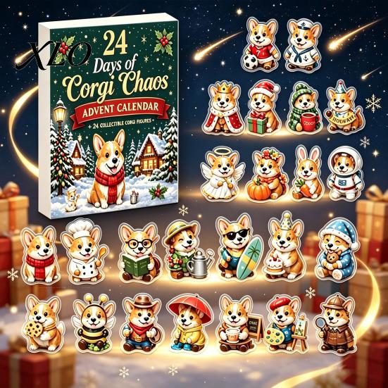 Holiday Ritual Countdown 2026 Corgi Christmas Advent Calendar, 24 Days Acrylic Dog Ornaments 2D Day Pendants for Xmas Tree, Home Decor, Gifts