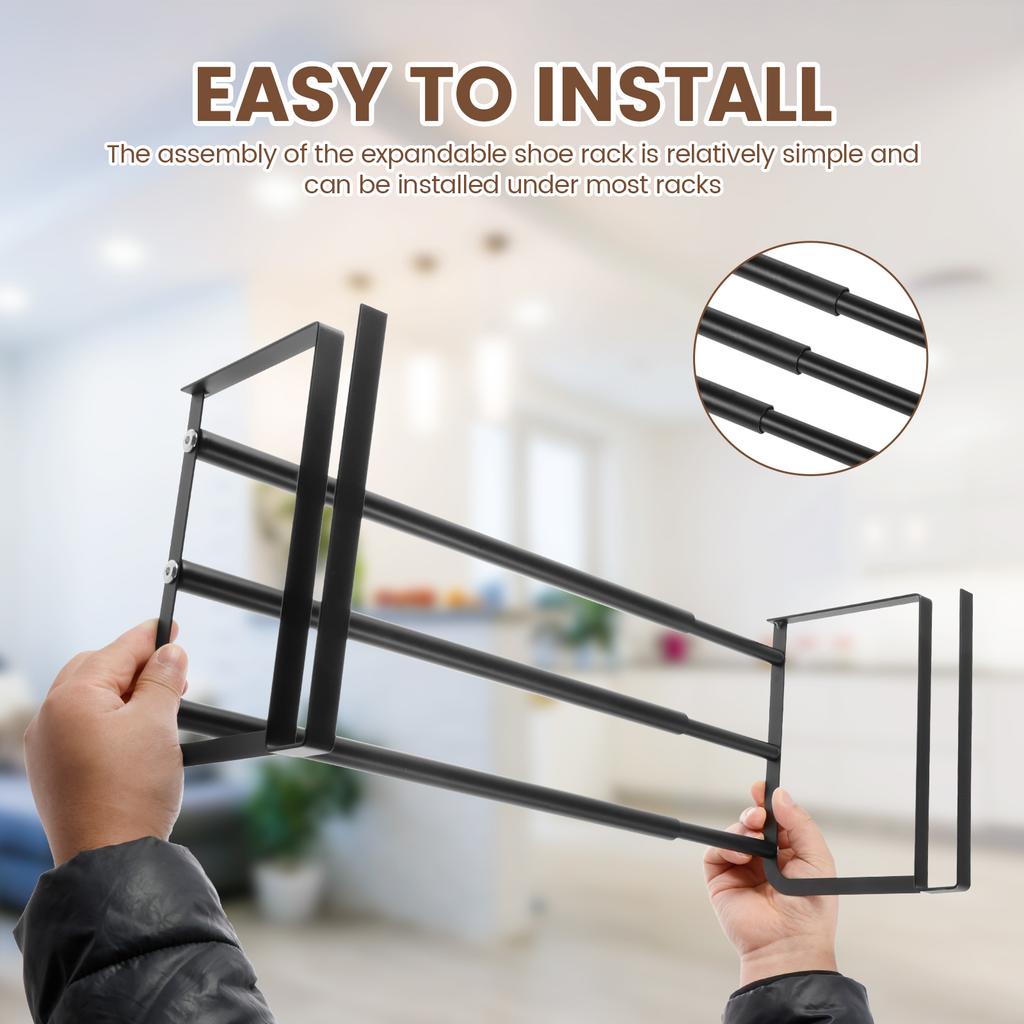 Adjustable Shoe Rack Hanging Under Cabinets Clothes Shoe Storage Shelf Expandable Household Retractable Organizer