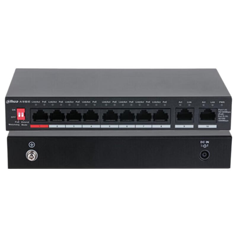 Dahua 8-Port 100M Access 2-Port 1000M Uplink Unmanaged PoE Switch CN Plug (adapter Included)