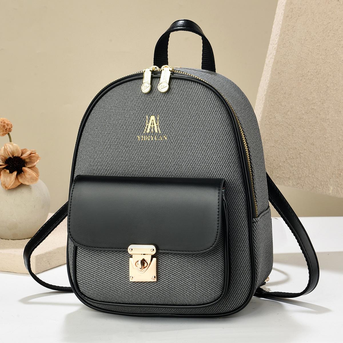 

Solid color backpack 2025 new temperament women s bag leisure practical travel daily dual-purpose backpack 22*11*27 чёрный