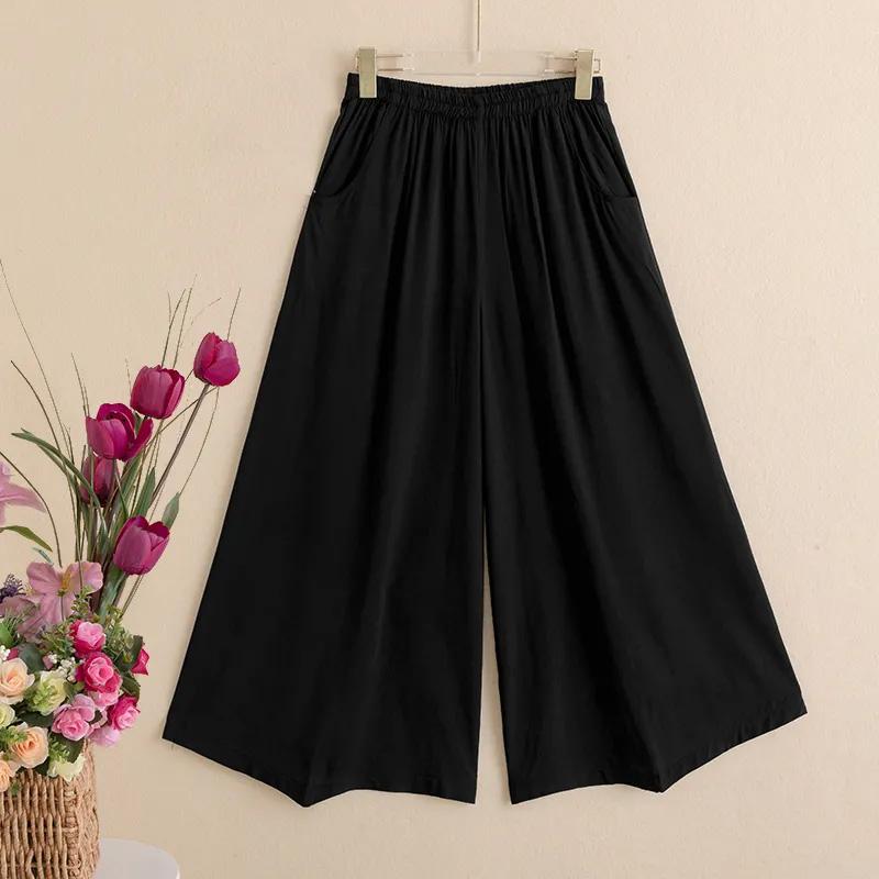Pants Summer Women Plus Size Loose Pajama Pants Versatile Casual Solid Color High-waisted Wide-leg Linen Pants