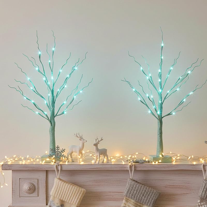 PEIDUO Christmas Decorations Indoor, 2 FT Birch Tree with LED Lights, Fairy Light Spirit Tree for Christmas Decor, Warm White Lighted Birch Trees for