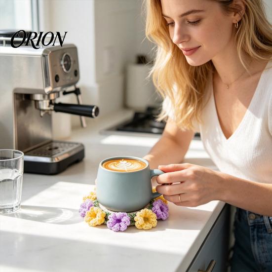 Handwoven Tea Cup Coasters Crochet Flower Bouquet Coaster, Handmade Knit Rose Mug Mat Transforms Into Bouquet, 2-in-1 Practical Gift for Lovers Drink