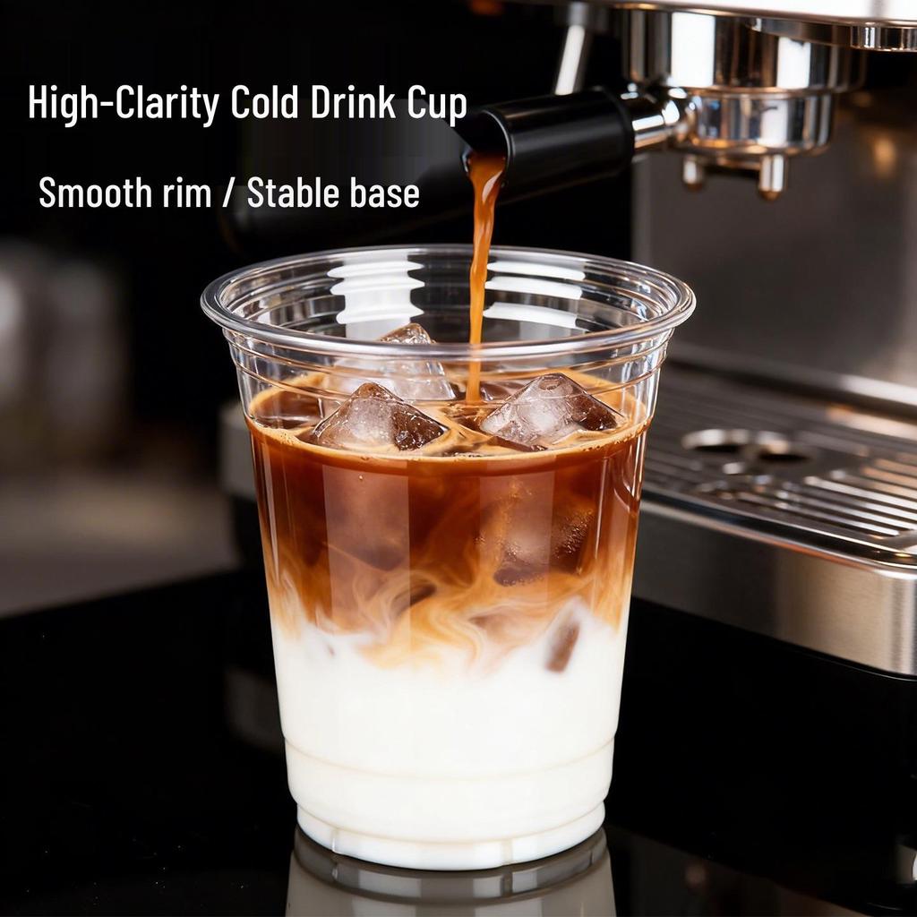 Leak-Proof PET Plastic Beverage Cup with Lid – Transparent Disposable Coffee & Cold Drink Cup