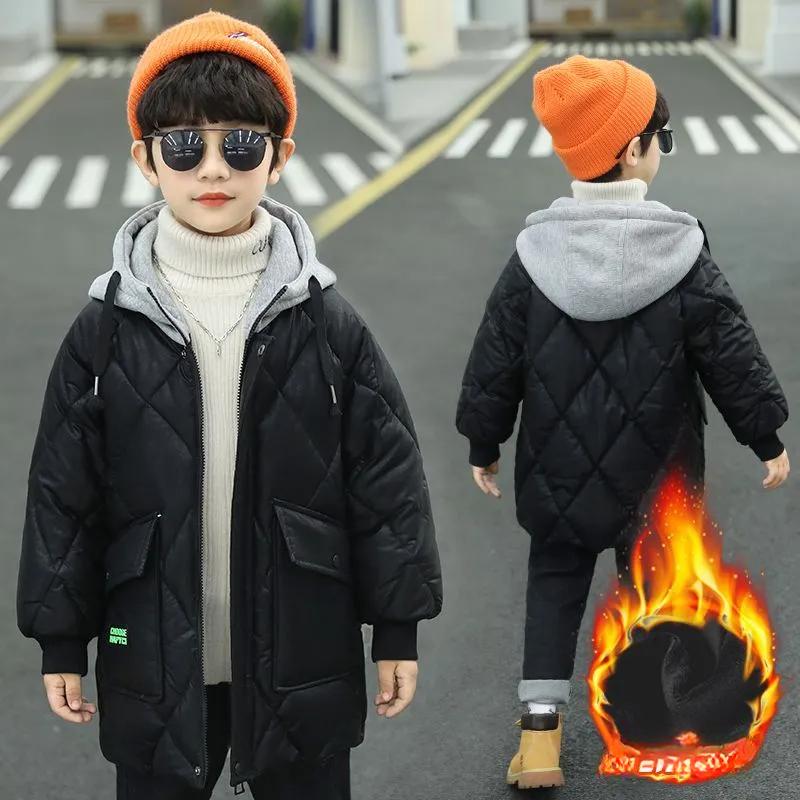 Dětské Oblečení Parka Bunda pro Děti Teplá Zimní Chlapecké Kabáty Dětské Prošívané Bundy s Kapucí