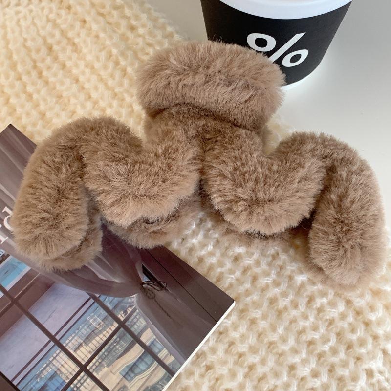 Accessoires de coiffure pour femmes et filles, mode coréenne, hiver, peluche, grande vague, épingles à cheveux élégantes, pince à cheveux en fausse fourrure, couvre-chef