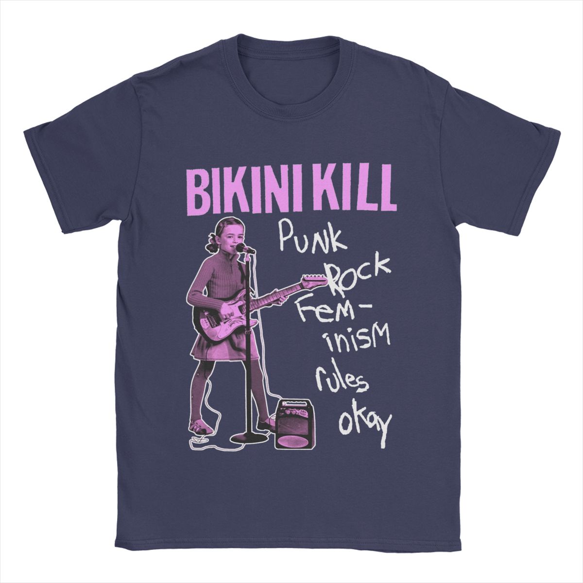 

Bikini Kill Band T-Shirt Men Funny Cotton Tees Round Collar Short Sleeve T Shirt Plus Size Clothing XXXXXL темно-синий