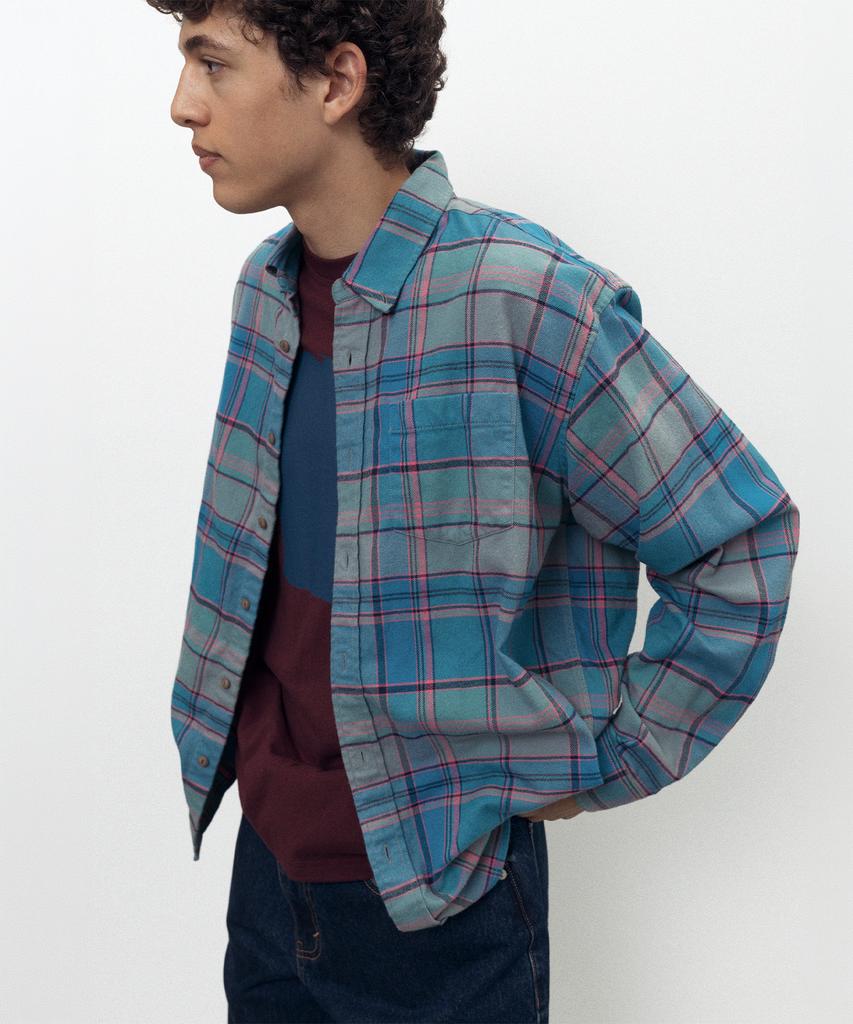 THISISNEVERTHAT Flannel Check Shirt Teal Blue