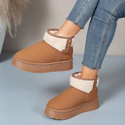 Foreign Trade New Large Size Velvet Warm Thick-soled Snow Boots Women's Cross-border Rivets and Foot Color Matching Short Tube Thickened Cotton Shoes