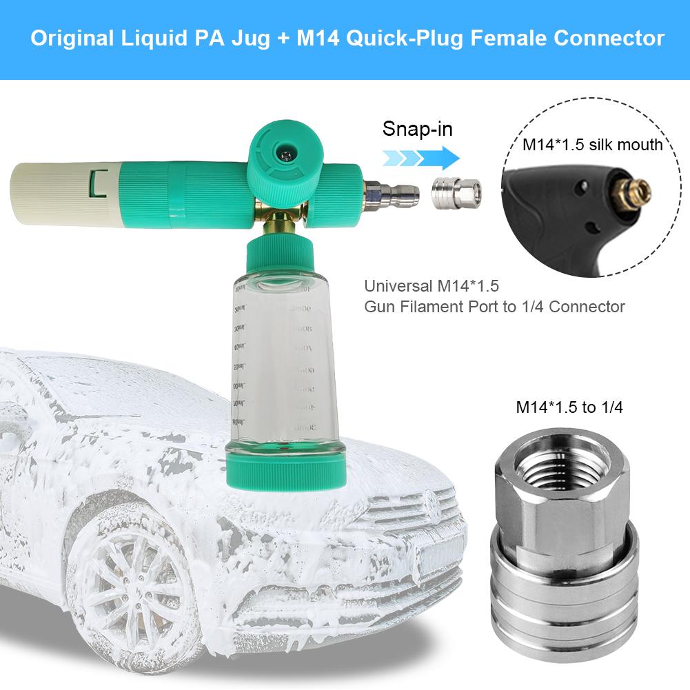 100ml Water Foam Pot with 1/4 Inch Quick Connector Soap Foam Spray Bottle Pressure Washer Gun for Cleaning Cars SUVs
