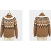Autumn Winter High Neck Loose Knit Sweaters Retro Striped Patchwork and Contrasting Colors Sweaters