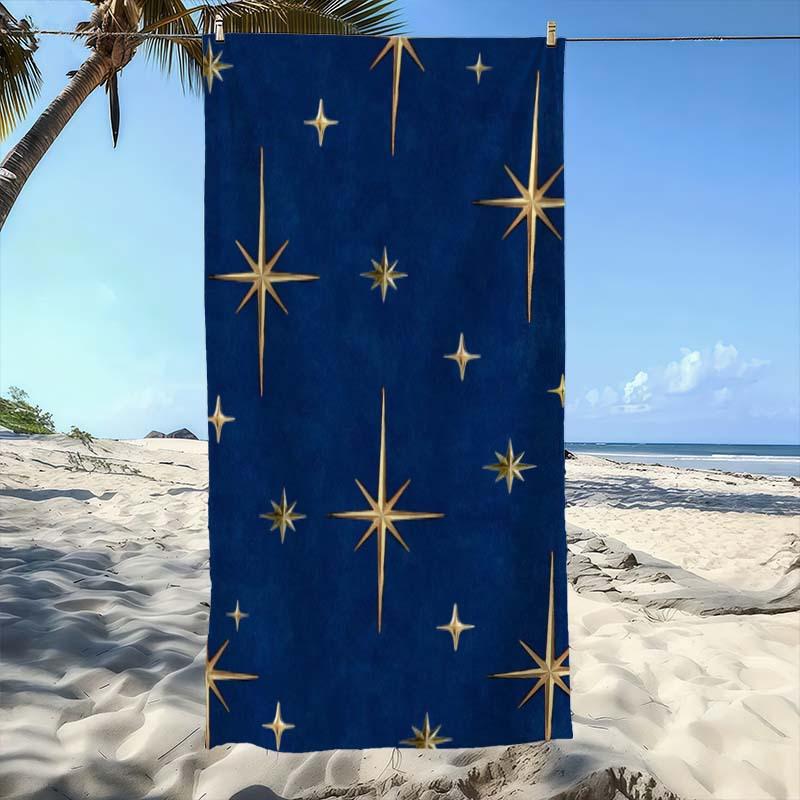 Elegant Gorgeous Star Beach Towel | Ultra-Absorbent, Quick-Dry, Polyester Blend, Ideal for Beach, Pool, Bathroom, Yoga, Fitness