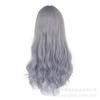 Long Wavy Synthetic Wig With Air Bangs Blue Gray Ombre Full Cap Women Natural Volume Comfortable Breathable
