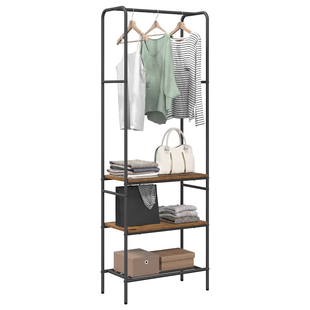 Clothes Rack with Shelf Rustic Wood Look 60 X 30 X 171 Cm Engineered Wood