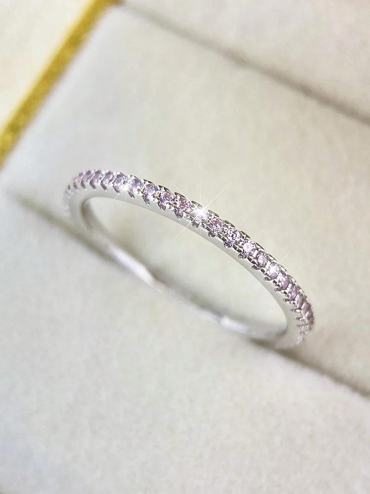 925 Silver Fashion Shiny 1.4mm Full Zircon Stackable Plain Ring For Women Daily Party Personalized Fine Jewelry