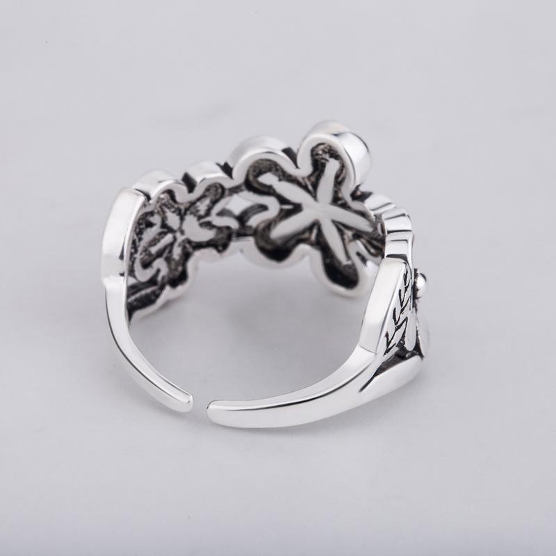 Punk Sterling Fashionable Jewelry Silver Color Flower Rings For Women Bridal Wedding Occasion Birthday Creative Stylish Jz466Punk Jewelry