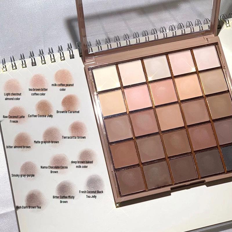 Cool and Subtle 25-Color Eyeshadow Palette: New for 2022 in Pearlescent Matte Earth Tones
